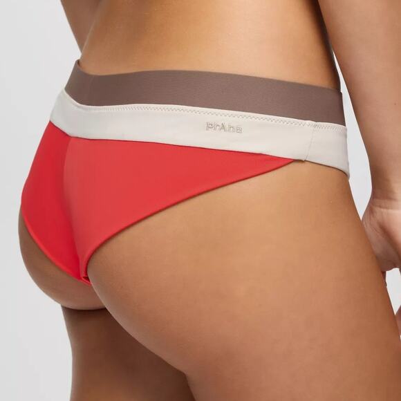 Prana Baja Bound Cheeky Swim Bottom Women's S Rose Fire Colorblock Sporty Bikini - Picture 3 of 7